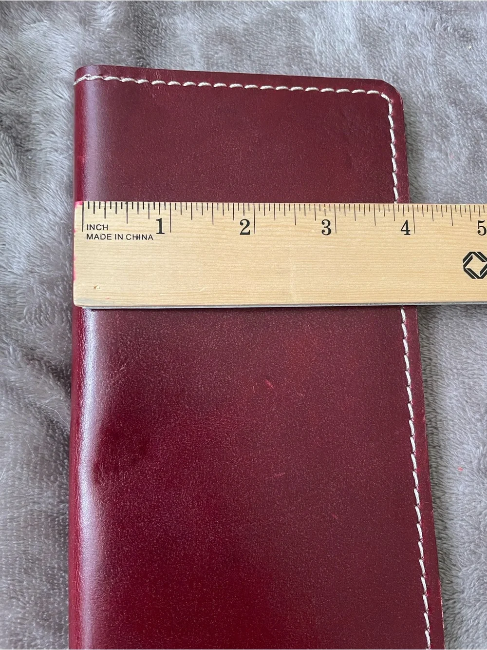 Burgundy Leather Long Bifold Wallet/ notebook holder